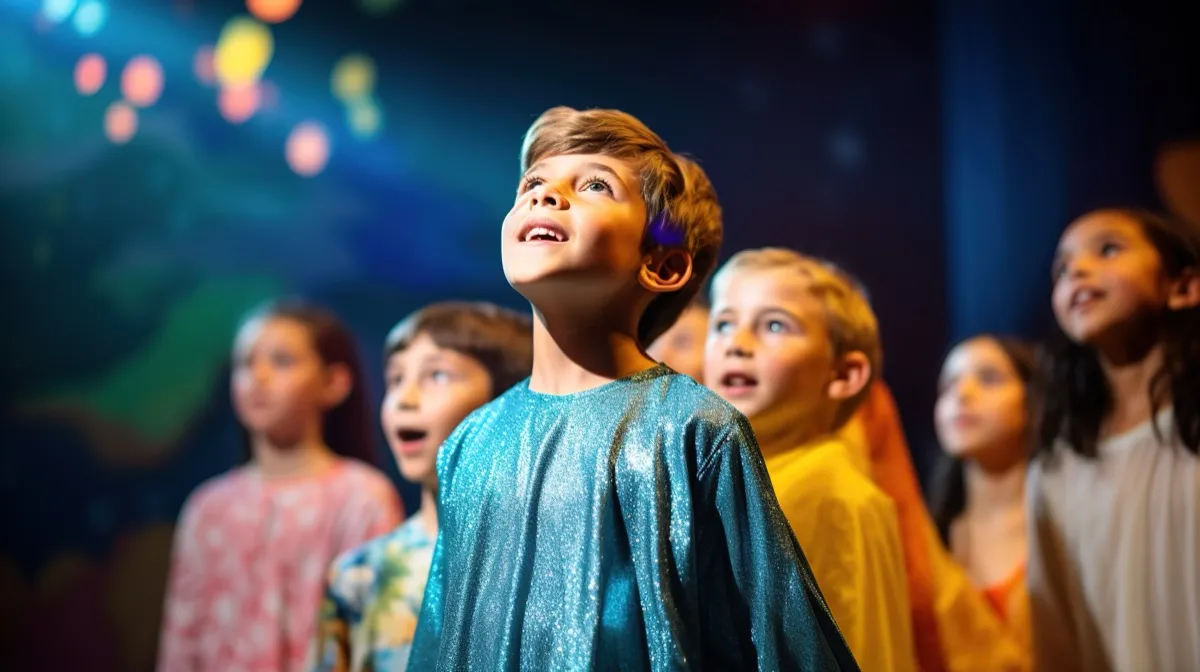 Kinder auf einer Bühne beim Theaterspielen
